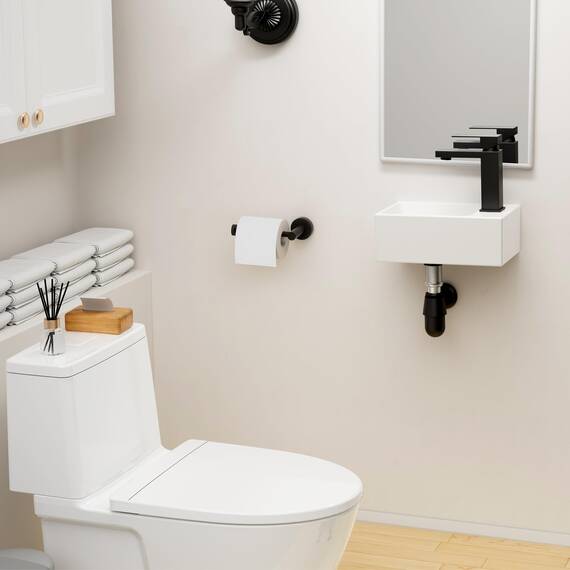 KES Waschbecken Gäste WC Aufsatzwaschbecken Waschschale Keramik Handwaschbecken Badezimmer für Waschtisch 30,8 x 18,3 x 11,4 CM Weiß, BWS100R