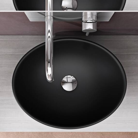 doporro Waschbecken oval Aufsatzwaschbecken Anthrazit Matt Waschschale aus Keramik Handwaschbecken für das Badezimmer und Gäste-WC Nano-Versiegelung Brüssel205