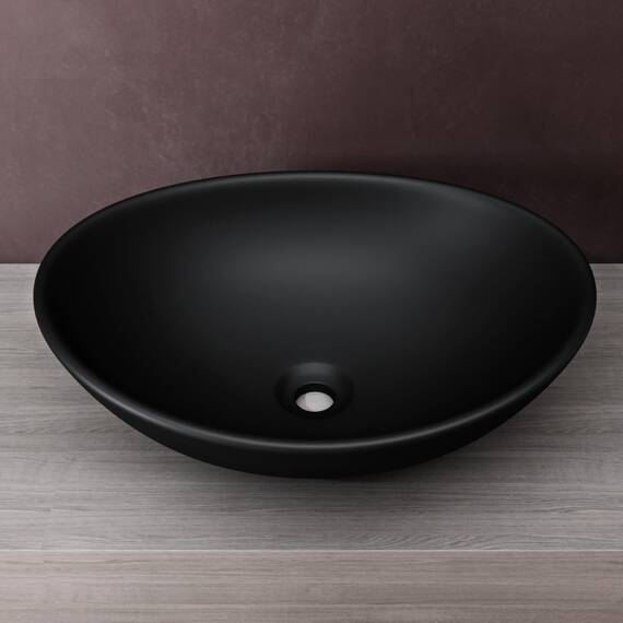 doporro Waschbecken oval Aufsatzwaschbecken Anthrazit Matt Waschschale aus Keramik Handwaschbecken für das Badezimmer und Gäste-WC Nano-Versiegelung Brüssel205