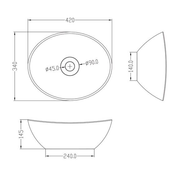 doporro Waschbecken oval Aufsatzwaschbecken Anthrazit Matt Waschschale aus Keramik Handwaschbecken für das Badezimmer und Gäste-WC Nano-Versiegelung Brüssel205