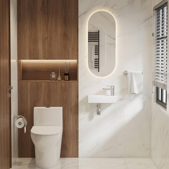 Eridanus Badezimmer Waschbecken, Wandhängendes Platzsparendes rechteckiges weißes Keramikbecken, Wasserhahn RECHTS für Waschtisch, Garderobe, Toilette, Modernes Aufsatzwaschbecken Klein (nur Becken)