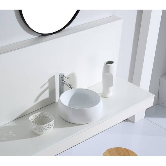 Eridanus Gefäß Waschbecken, Aufsatzwaschbecken rundes Vitreous Chinabecken, keramisches Waschbecken für Garderobe, Badezimmer Waschbecken, Waschtischunterschrank, Weißer Glanz - 390 x 390 x 160mm