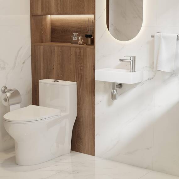 Eridanus Badezimmer Waschbecken, Wandhängendes Platzsparendes rechteckiges weißes Keramikbecken, Wasserhahn RECHTS für Waschtisch, Garderobe, Toilette, Modernes Aufsatzwaschbecken Klein (nur Becken)