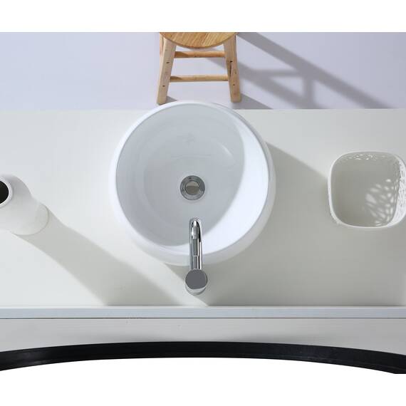 Eridanus Gefäß Waschbecken, Aufsatzwaschbecken rundes Vitreous Chinabecken, keramisches Waschbecken für Garderobe, Badezimmer Waschbecken, Waschtischunterschrank, Weißer Glanz - 390 x 390 x 160mm