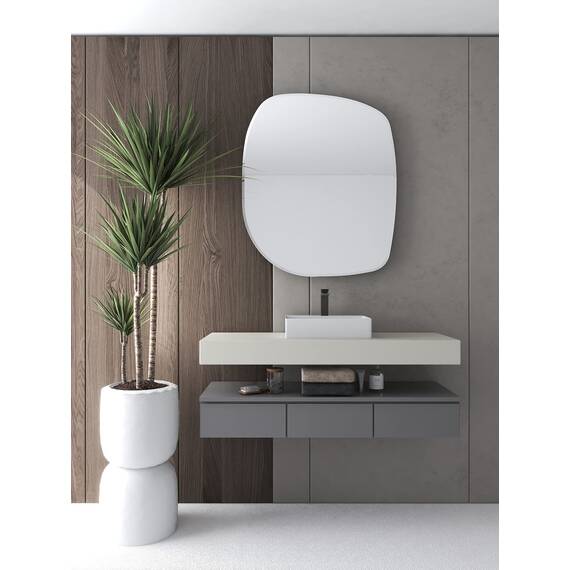 Starbath Plus - Weißer Keramik-Waschtisch - Rechteckige Form - Mit Hahnloch - Maße 46 x 36 x 12 cm - ideal für die Aufstellung auf der Waschtischplatte von Bädern und Toiletten