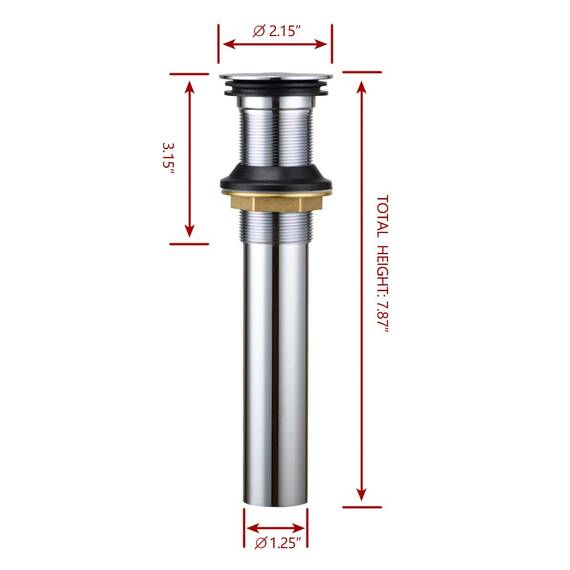 Pop up Drain Stopper for Bathroom Faucet Vanity or Vessel Sink Bathroom Drain Assembly No Overflow, Brushed Nickel by Purelux