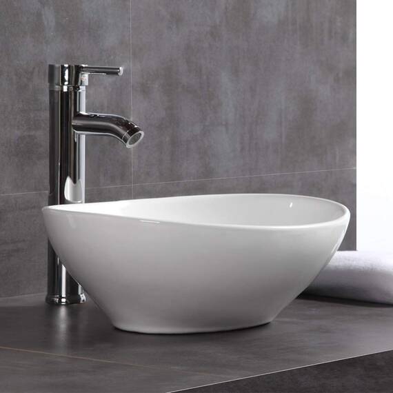 Modernes ovales Waschtisch, Bad, Keramikgefäß, Waschbecken 400 x 330 x 145 mm