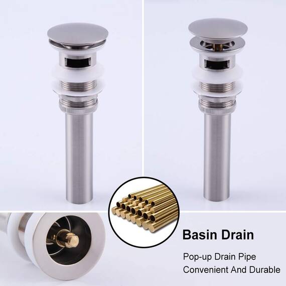 kimzcn D500031BN Badezimmer-Wasserhahn-Gefäß mit Überlauf, gebürstetes Nickel