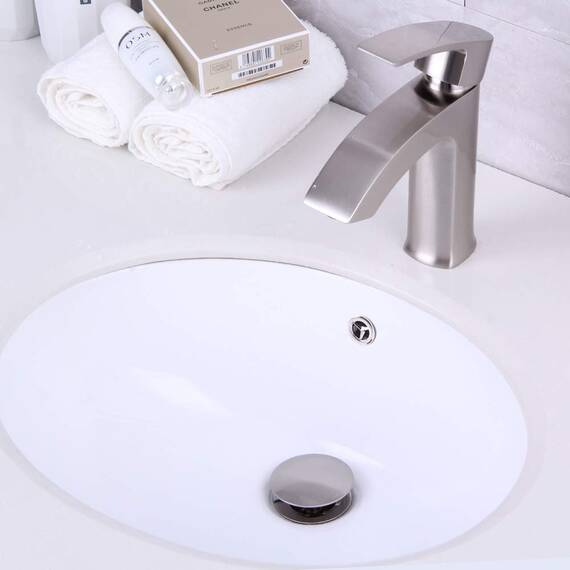 kimzcn D500031BN Badezimmer-Wasserhahn-Gefäß mit Überlauf, gebürstetes Nickel