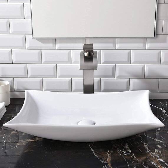 SHACO Moderne 22,45 "X 14,55" Porzellan Keramik über Theke Badezimmer Gefäß Waschbecken, Arbeitsplatte Schüssel Toilette Eitelkeit Big Badezimmer Waschbecken
