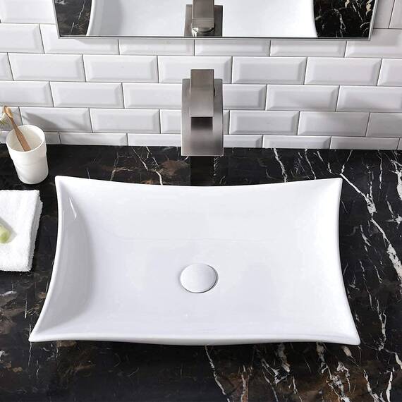 SHACO Moderne 22,45 "X 14,55" Porzellan Keramik über Theke Badezimmer Gefäß Waschbecken, Arbeitsplatte Schüssel Toilette Eitelkeit Big Badezimmer Waschbecken