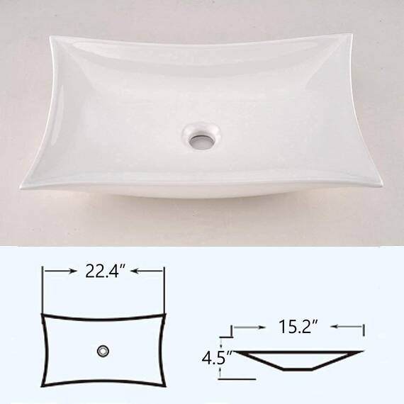 SHACO Moderne 22,45 "X 14,55" Porzellan Keramik über Theke Badezimmer Gefäß Waschbecken, Arbeitsplatte Schüssel Toilette Eitelkeit Big Badezimmer Waschbecken