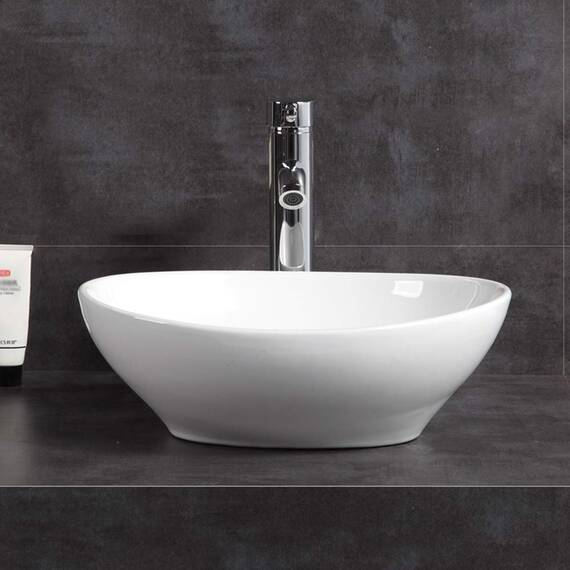Modernes ovales Waschtisch, Bad, Keramikgefäß, Waschbecken 400 x 330 x 145 mm