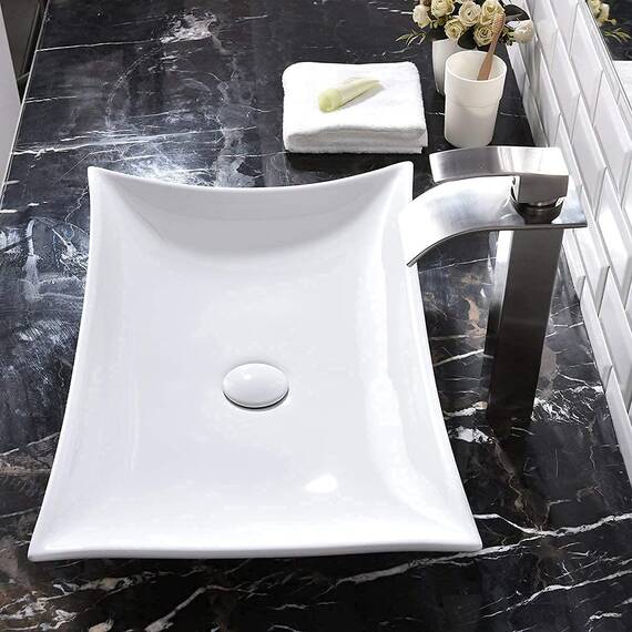 SHACO Moderne 22,45 "X 14,55" Porzellan Keramik über Theke Badezimmer Gefäß Waschbecken, Arbeitsplatte Schüssel Toilette Eitelkeit Big Badezimmer Waschbecken