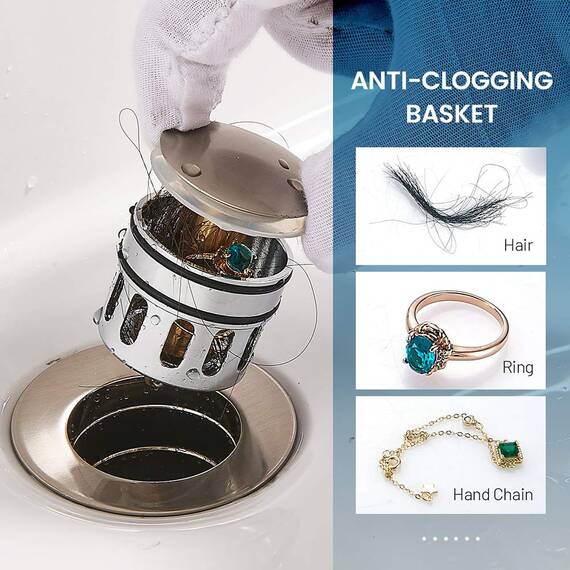 Regalmix Waschbecken Ablaufstopfen Wasserhahn Waschbecken Waschbecken Pop Up Ablaufgarnitur B-Without Overflow gebürsteter nickel