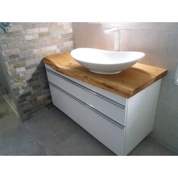 Waschtisch Eiche massiv Baumkante geölt Waschtischkonsole Holz (105 x 45 cm)