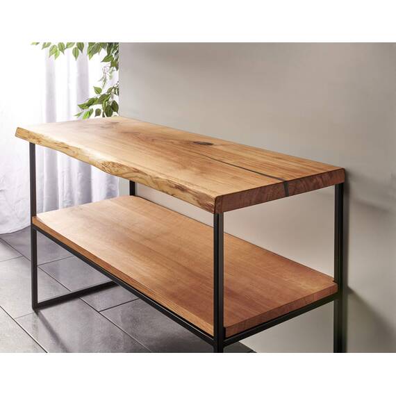 Waschtisch Eiche massiv Baumkante geölt Waschtischkonsole Holz (100 x 45 cm)