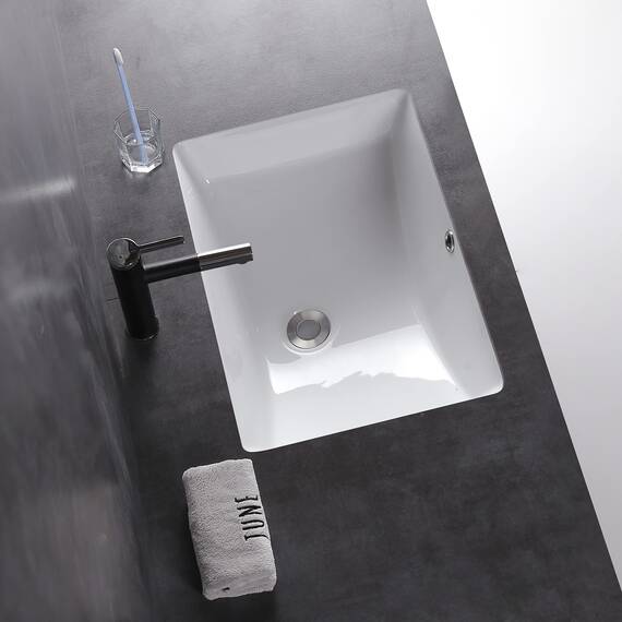 MEJE 202F Rechteckige Unterbau-Spüle 53 x 37 x 21 cm Keramik-Weiß