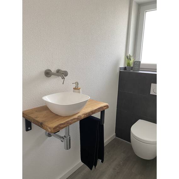 Waschtischplatte Eiche massiv Baumkante geölt Holz Aufsatzwaschtisch (40 x 30 cm)
