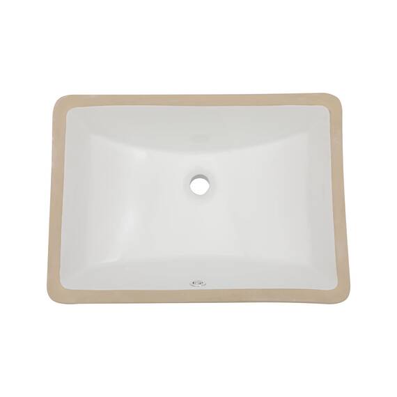 Unterbauspüle – Sarlai Rechteckiges Gefäßwaschbecken 53,3 x 38,1 cm Unterbauspüle Moderne weiße Keramik Rechteckspüle Waschtisch Kunstbecken mit Überlauf