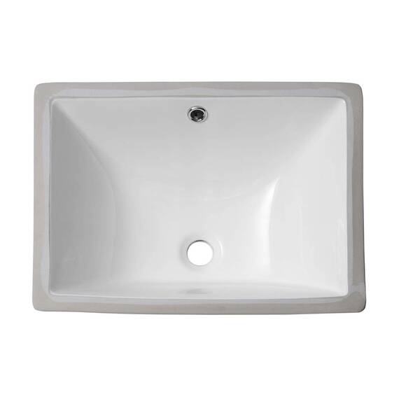 Sarlai Waschbeckenunterbau – 47 cm, reinweiß, rechteckig, Unterbauspüle, Porzellan, Keramik, Waschtisch, Waschbecken