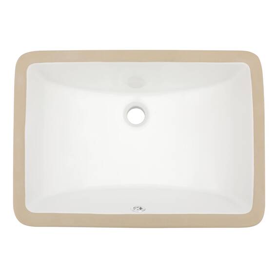 Dcolora Unterbau-Waschbecken, rechteckig, 40,6 x 30,5 cm, weißes Porzellan, Keramik, rechteckig, Waschbecken, Unterbauspüle, Waschbecken, Waschbecken, Waschbecken mit Überlauf