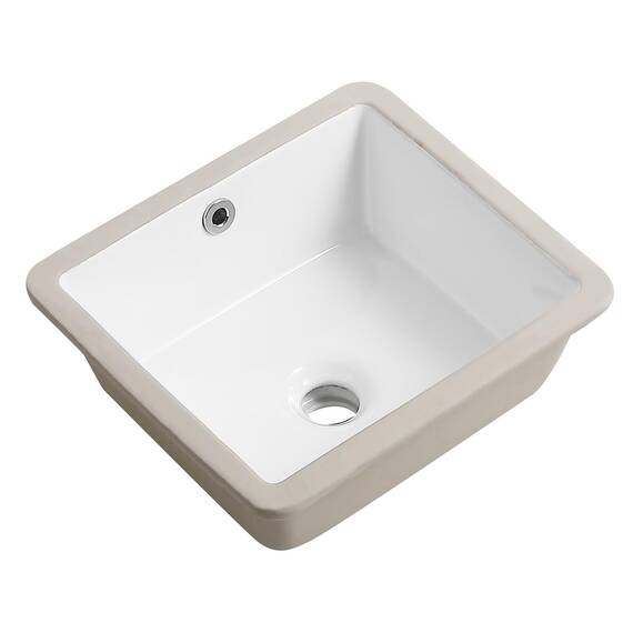 35,6 cm Unterbau-Waschbecken, rechteckig, klein, Unterbauspüle, Keramik, Unterbauspüle mit Überlauf, 35,6 x 31,8 cm, Weiß