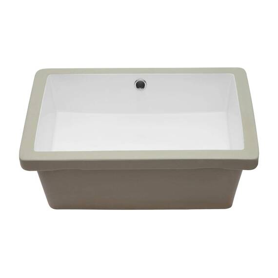 Sarlai Rechteckiges Waschbecken, Unterbau, 50,8 x 35,6 cm, reinweiß, rechteckig, Unterbauspüle, Porzellan, Keramik, Waschtisch, Waschbecken