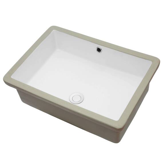 Sarlai Unterbauspüle für Badezimmer, 55,9 x 40,6 cm, reinweiß, rechteckig, Unterbau-Waschbecken, Porzellan-Keramik, Waschtisch, Waschbecken