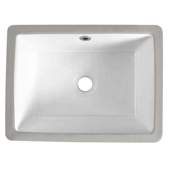 40,6 cm Unterbau-Waschbecken, klein, rechteckig, Unterbauspüle, Keramik, Unterbauspüle, Unterbauspüle mit Überlauf (39,9 x 29,7 cm)