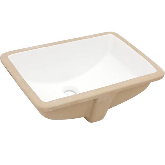Sarlai Unterbau-Waschbecken, weiß, 49,3 x 34,8 cm, rechteckiges Unterbau-Waschbecken, modernes weißes Keramik-Rechteck-Waschbecken, Kunstwaschbecken mit Überlauf, Innenschüsselgröße 43,9 x 29,5 cm