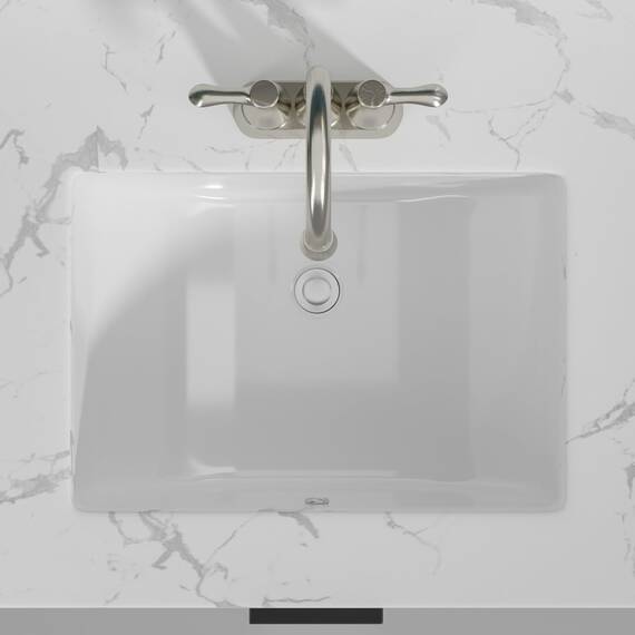 Sarlai Unterbau-Waschbecken, weiß, 49,3 x 34,8 cm, rechteckiges Unterbau-Waschbecken, modernes weißes Keramik-Rechteck-Waschbecken, Kunstwaschbecken mit Überlauf, Innenschüsselgröße 43,9 x 29,5 cm