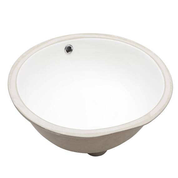 Dcolora Ovales Unterbau-Waschbecken, Keramik-Porzellan, Unterbauspüle für Waschtischplatten, glattes ovales Design mit sauberem Rand für moderne Badezimmer, 40,6 cm D x 48,3 cm B x 22,9 cm H