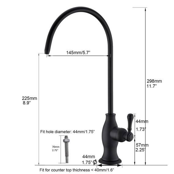 Delle Rosa Trinkwasseraufbereiter-Wasserhahn, kommerzielle Wasserfilter-Armaturen für Unterspüle, Wasserfiltersystem, modernes bestes Messing, Küche, Bar, Spüle, Trinkwasserhahn, Chrom, kein Luftspalt