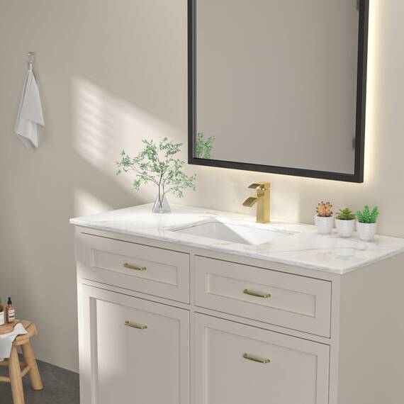 Dcolora Unterbau-Waschbecken, rechteckig, 40,6 x 30,5 cm, weißes Porzellan, Keramik, rechteckig, Waschbecken, Unterbauspüle, Waschbecken, Waschbecken, Waschbecken mit Überlauf
