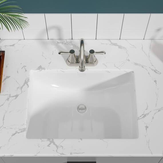 Unterbauspüle – Sarlai Rechteckiges Gefäßwaschbecken 53,3 x 38,1 cm Unterbauspüle Moderne weiße Keramik Rechteckspüle Waschtisch Kunstbecken mit Überlauf