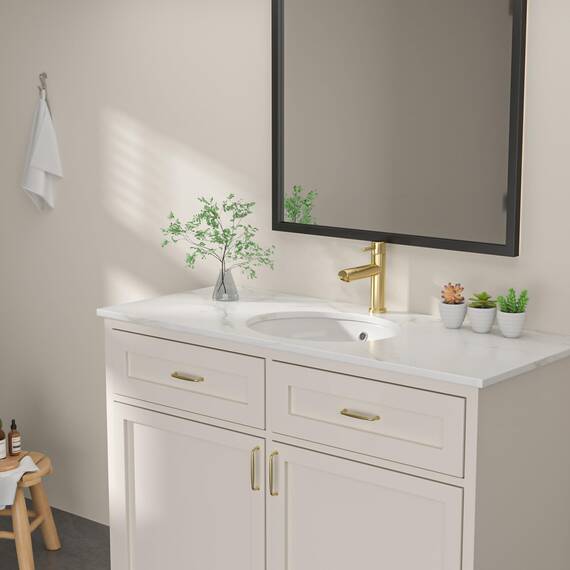 Dcolora Ovales Unterbau-Waschbecken, Keramik-Porzellan, Unterbauspüle für Waschtischplatten, glattes ovales Design mit sauberem Rand für moderne Badezimmer, 40,6 cm D x 48,3 cm B x 22,9 cm H