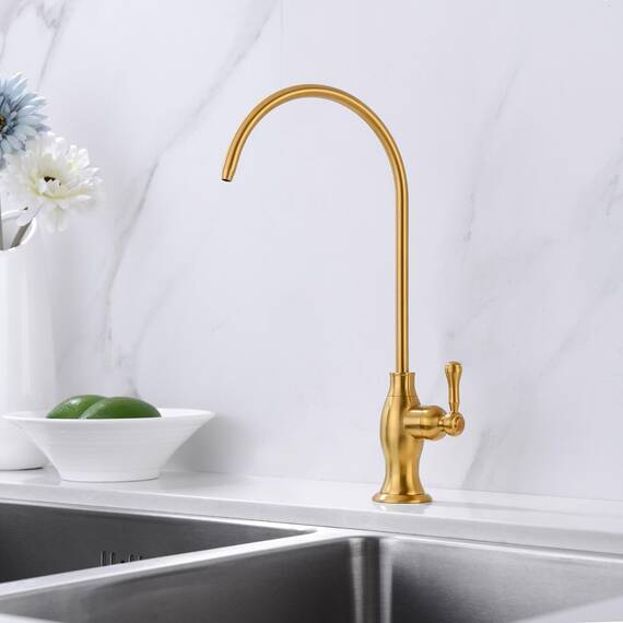 Delle Rosa Gold Gebürsteter Wasserhahn für Wasserfiltersystem unter der Spüle, moderner Wasserhahn aus Messing RO für Spüle