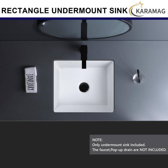 35,6 cm Unterbau-Waschbecken, rechteckig, klein, Unterbauspüle, Keramik, Unterbauspüle mit Überlauf, 35,6 x 31,8 cm, Weiß