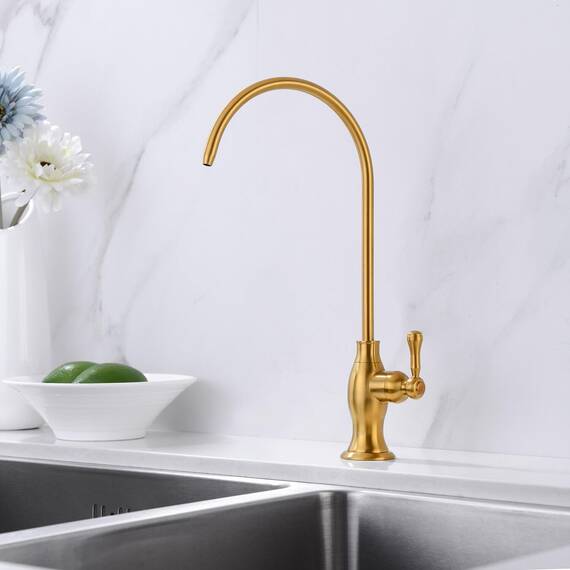 Delle Rosa Gold Gebürsteter Wasserhahn für Wasserfiltersystem unter der Spüle, moderner Wasserhahn aus Messing RO für Spüle