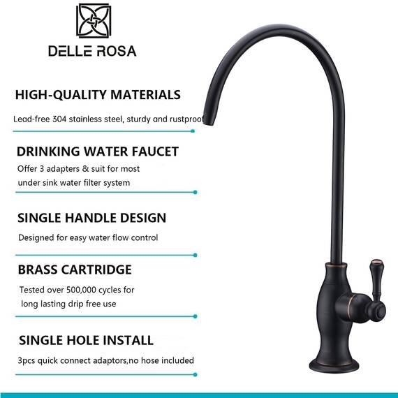Trinkwasseraufbereiter-Wasserhahn, Delle Rosa Wasserhahn, kommerzielle Wasserfiltrationsarmatur für unter der Spüle, Wasserfiltersystem, ölgeriebene Bronze, Küchenbar, Spüle, Trinkwasserhahn