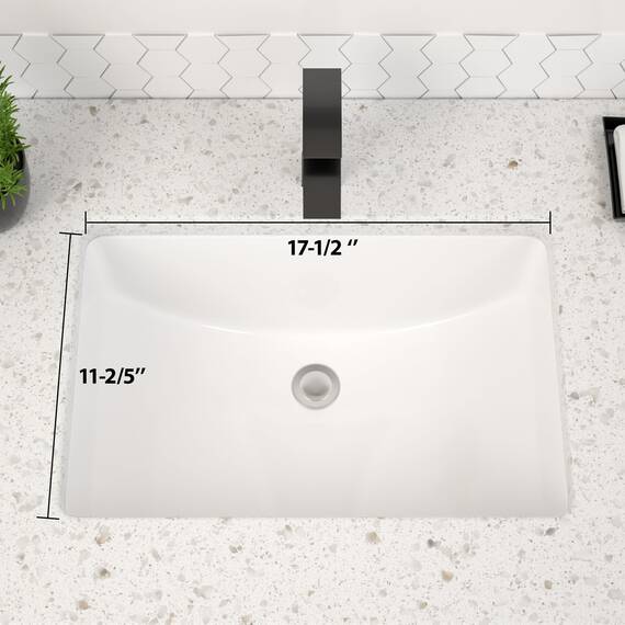 Dcolora Unterbau-Waschbecken, rechteckig, 43,5 x 27,9 cm, weißes Porzellan, Keramik, rechteckig, Waschbecken, Waschbecken, Waschbecken, Waschbecken, Waschbecken mit Überlauf