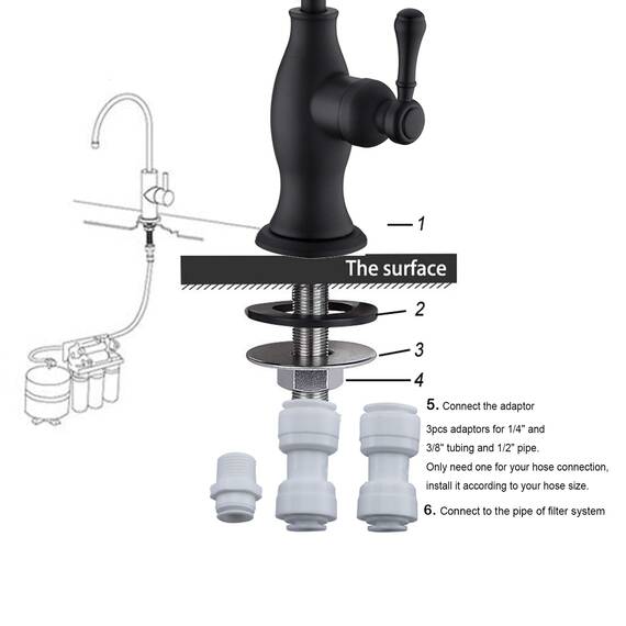 Delle Rosa Trinkwasser-Aufbereiter-Wasserhahn, kommerzielle Wasserfiltrationsarmatur für Unterspüle, Wasserfiltersystem, modernes bestes Messing, mattschwarz, Küche, Bar, Spüle, Trinkwasserhahn