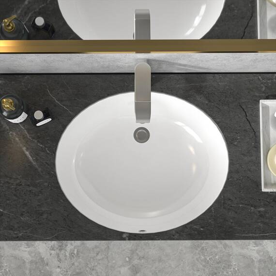 Sarlai Unterbau-Waschbecken – 48,3 x 40,6 cm, ovales Gefäß-Waschbecken, Untertischwaschbecken, weiße Keramik, Waschtischspüle mit Überlauf, modernes Kunstbecken, Innenmaße 44,5 x 36,6 cm