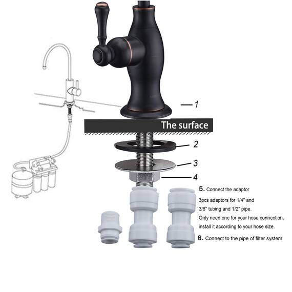 Trinkwasseraufbereiter-Wasserhahn, Delle Rosa Wasserhahn, kommerzielle Wasserfiltrationsarmatur für unter der Spüle, Wasserfiltersystem, ölgeriebene Bronze, Küchenbar, Spüle, Trinkwasserhahn