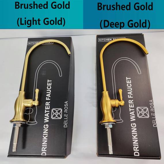 Delle Rosa Gold Gebürsteter Wasserhahn für Wasserfiltersystem unter der Spüle, moderner Wasserhahn aus Messing RO für Spüle