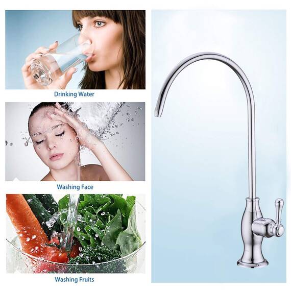Delle Rosa Trinkwasseraufbereiter-Wasserhahn, kommerzielle Wasserfilter-Armaturen für Unterspüle, Wasserfiltersystem, modernes bestes Messing, Küche, Bar, Spüle, Trinkwasserhahn, Chrom, kein Luftspalt