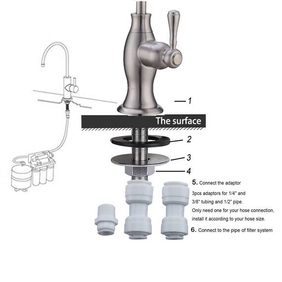 Delle Rosa Trinkwasseraufbereiter-Wasserhahn, kommerzielle Wasserfilter-Armaturen für Unterspüle, Wasserfiltersystem, modernes bestes Messing, Küche, Bar, Spüle, Trinkwasserhahn, Chrom, kein Luftspalt