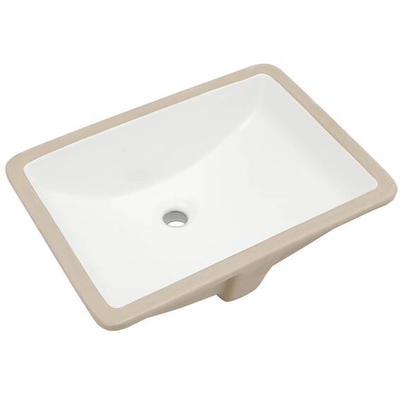 Sarlai Unterbau-Waschbecken – 52,1 x 36,8 cm rechteckiges weißes Keramikgefäß-Waschbecken mit Überlauf, modernes Waschtisch-Kunstbecken, Innenschüsselgröße 46,5 x 31,2 cm