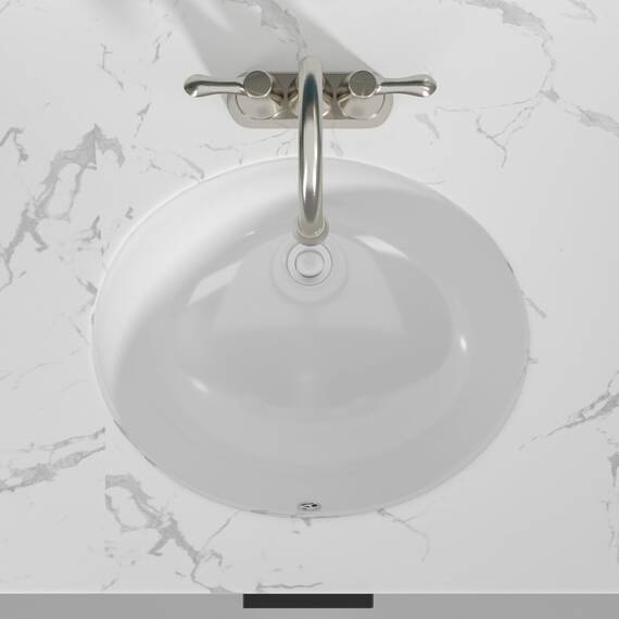 Sarlai Ovales Waschbecken, Unterbau, 45,7 x 38,1 cm, weiße Keramik, modernes Kunstbecken, 41,3 x 33,7 x 14 cm, mit Überlauf